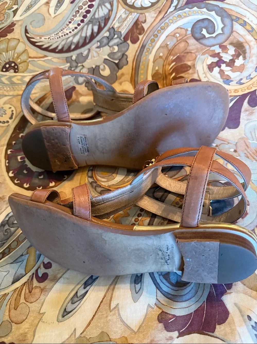 Michael Kors Tan Leather Gladiator Zip Sandals